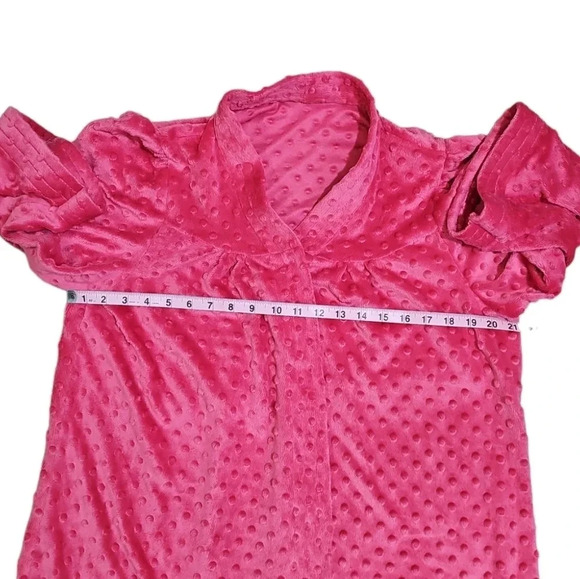 Vintage Womens L Maxi Robe Pink Textured Duster Snap Front Cottagecore Cozy - Picture 6 of 7